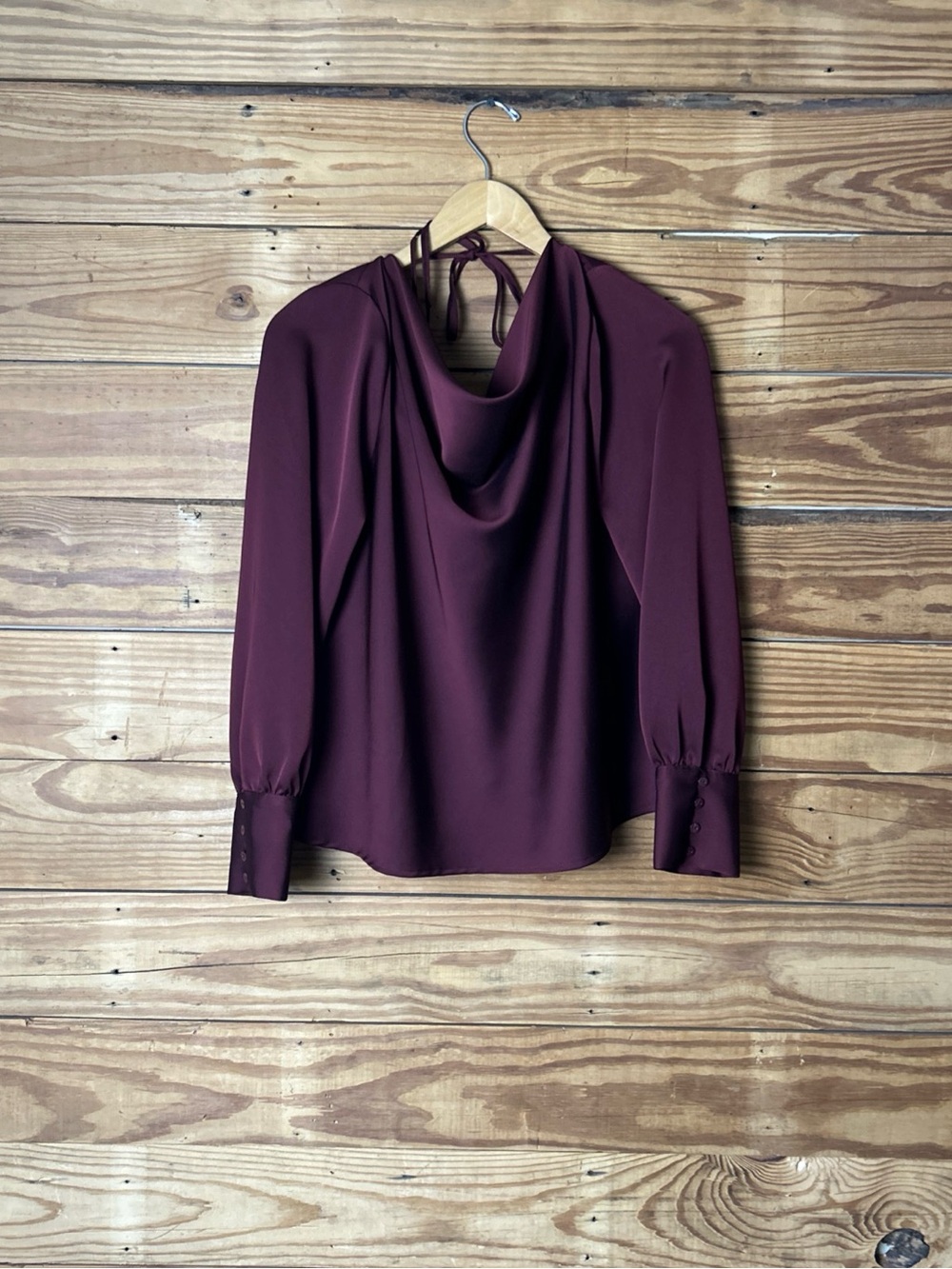 Worthington Burgundy Long-Sleeve Cowl Neck Top